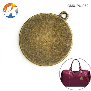 Bag Accessories Customized Making Metal Logo Plate, Circle with Hole Metal Logo Hang Tags for Bags