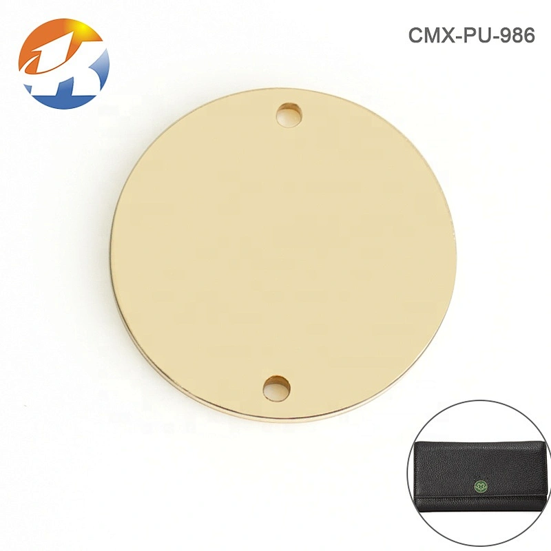 Design Round Shape Metal Cloth Tag with 2 Holes, Custom Sewing Metal Logo Label  for Garment