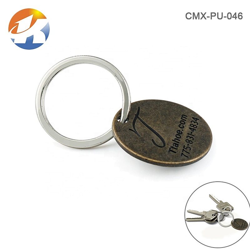Bag Accessories Custom Die-Casting Engraved Logo Metal Name Tag with Keyring
