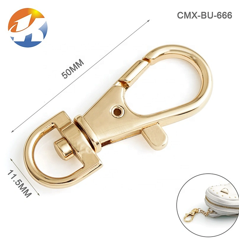 Bag Hardware Light Gold Metal Dog Snap Hook for Purse Hanger, 11mm Metal Clip Swivel Snap Hook Key Ring