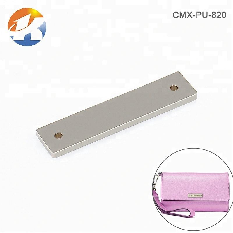 Rectangle with 2 Holes Sew Metal Label for Clothing, Custom Engraved Logo Metal Plate for Garment^