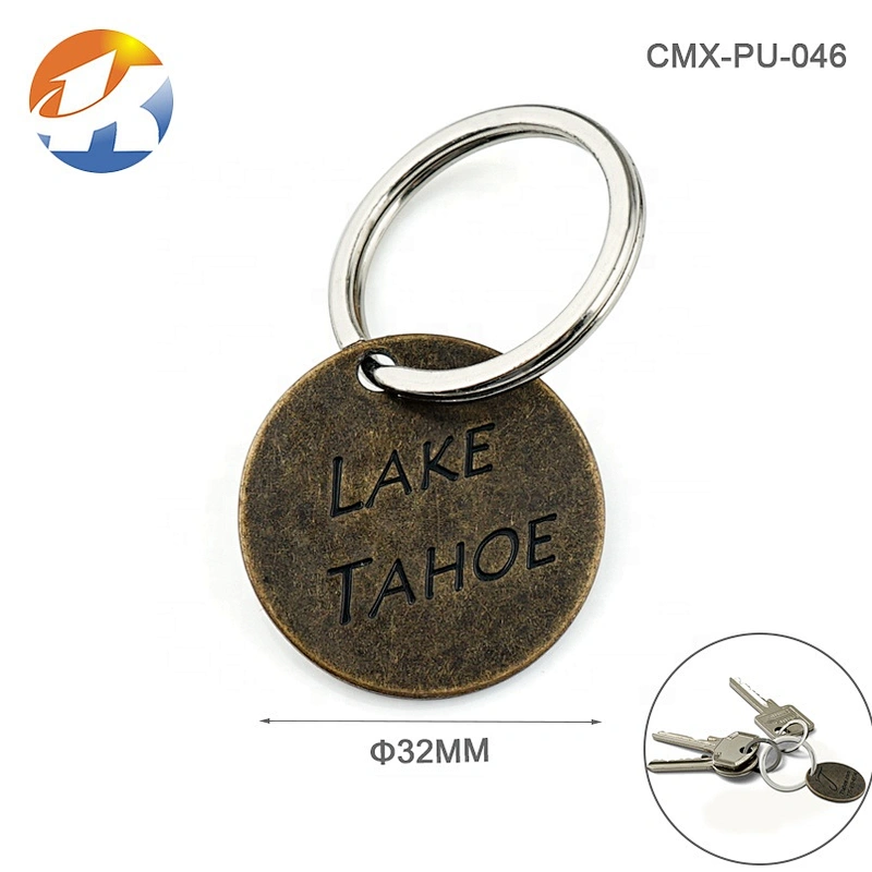 Bag Accessories Custom Die-Casting Engraved Logo Metal Name Tag with Keyring