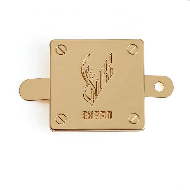 Kangsheng Factory Custom Bag Hardware Gold Metal Nameplate, Square Shape Metal Logo Label for Handbags*