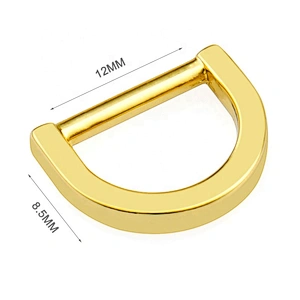 High Quality Zinc Alloy  Gold Metal D Ring, Bag Hardware Small 12mm Gold Metal D Ring for Handbag