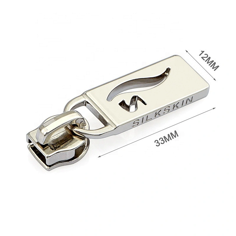 Purse Hardware Metal Zip Slider Puller, Bag Nickel Plated Alloy Metal Pull Zipper, Custom Logo Metal Zipper Puller for Handbags