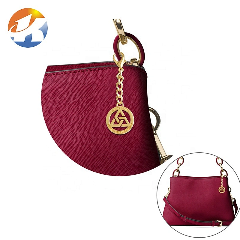 High Quality Bag Accessories Customized Metal Logo Tag, Round Shape With Chain and Clasp Metal Label for Handbags