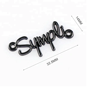 Gunmetal Logo Metal Letter Clothes, Custom Sewing Metal Letter Labels and Logos for Handbags, Sew Metal Letter Plate with Holes