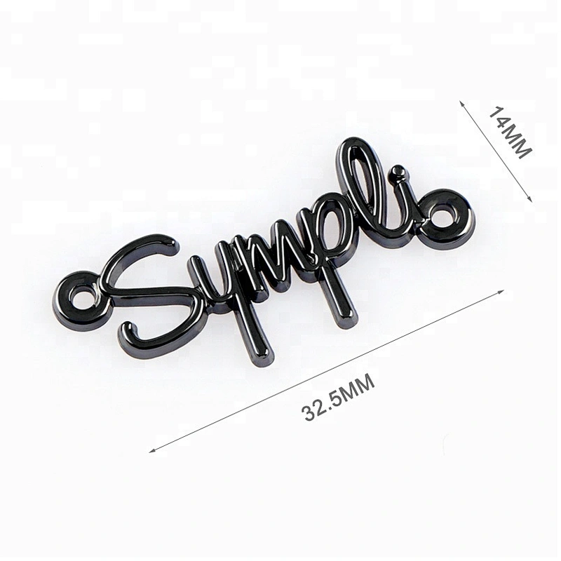 Gunmetal Logo Metal Letter Clothes, Custom Sewing Metal Letter Labels and Logos for Handbags, Sew Metal Letter Plate with Holes