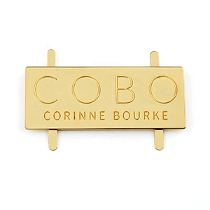 Rectangle Gold Engraved Logo Metal Name Tag, Custom Metal Plates Label for Handbag
