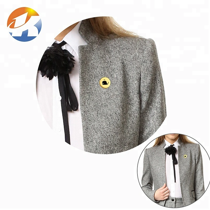 Round Gold Plated With Black Logo Rivet Fixed Metal Clothing Logos