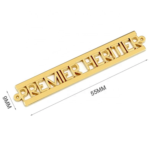 OEM ODM Handbag Hardware Brand Metal Nameplate Logo Gold Sewing Metal Letter Label For Bag