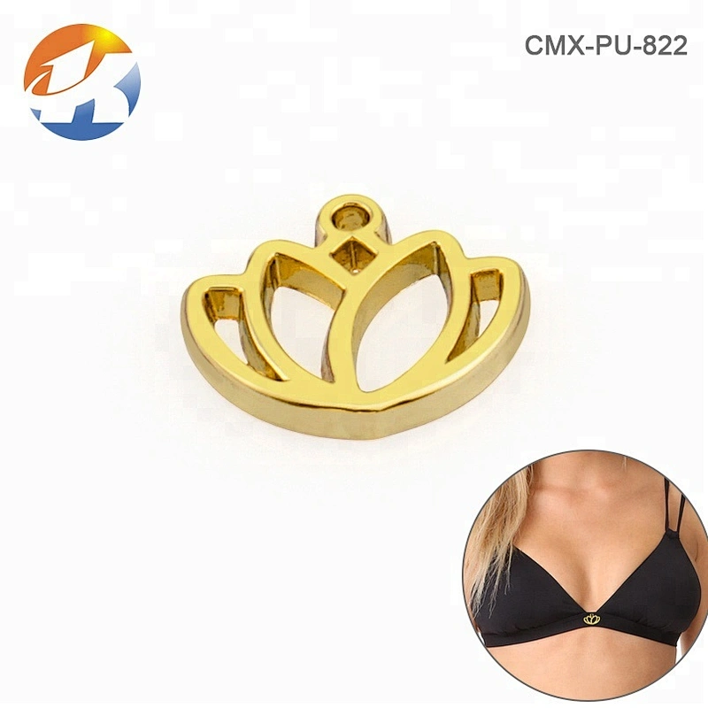 Flower Shape Gold Metal Clothing Labels, Custom Sewing Metal Logo Tag for Garment