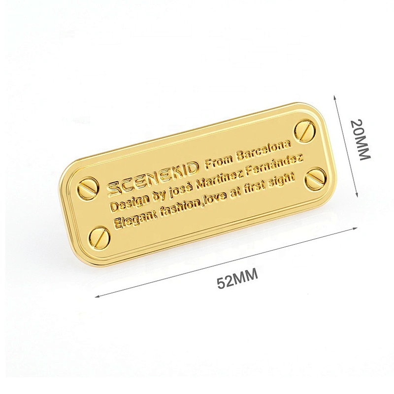 4 Decorative Screws Metal Name Plates, Bag Accessories Custom Engraved Logo Gold Metal Label for Handbags