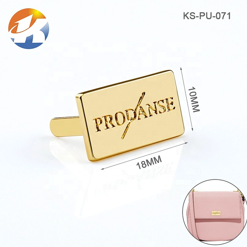 Golden Metal Label Tag Logo Charm Hardware, Custom Logo Engraved Label Metal For Handbags