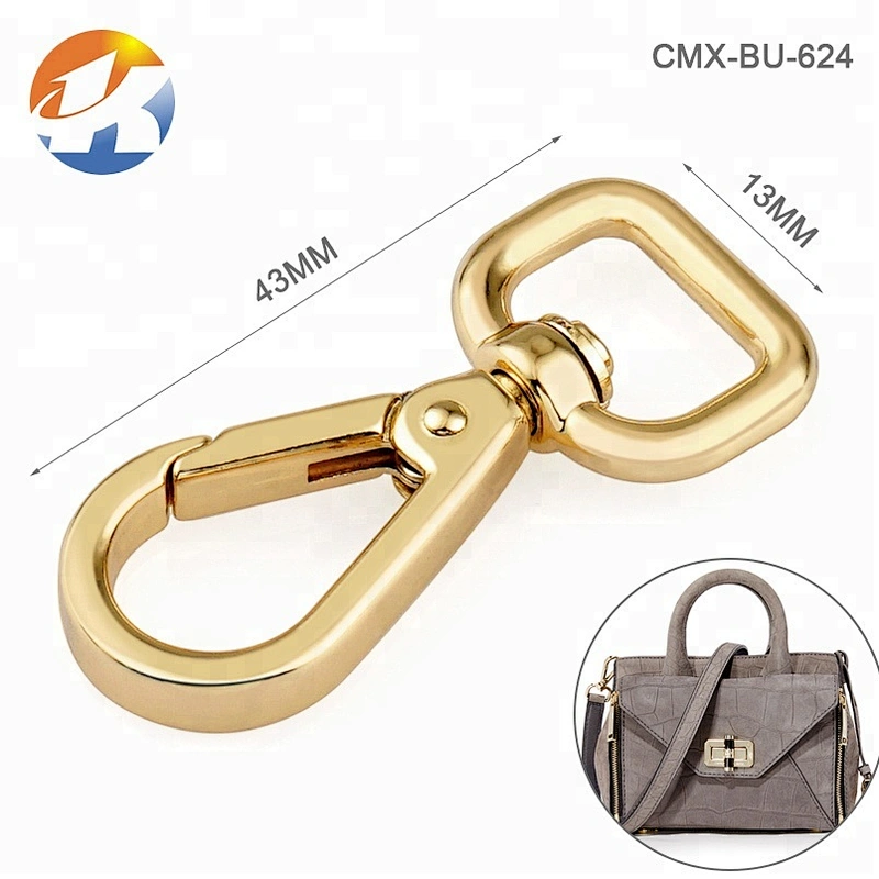 Handbags Hardware Alloy Metal D Ring Snap Hook, Professional Factory Custom Metal Spring Lobster Claw Snap Hook Gold for Bags