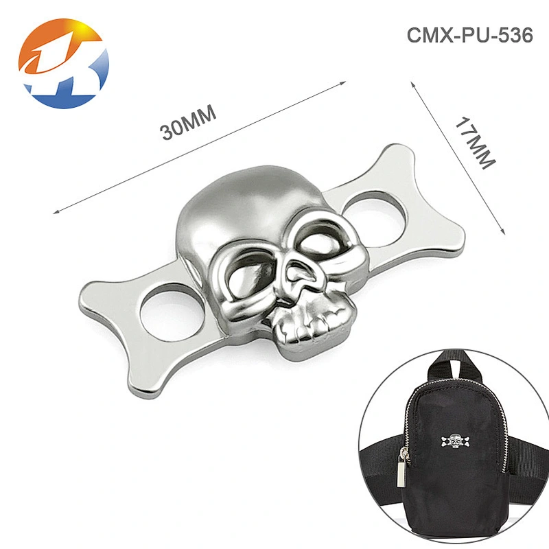 Custom Skull Logo Sewing Matt Nickel Metal Clothing Label