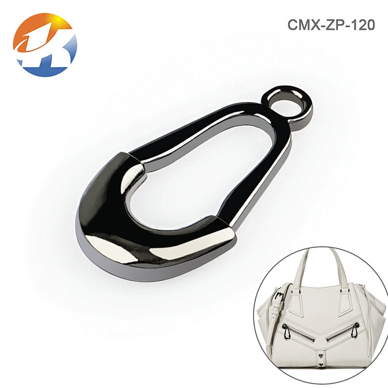 Bag Accessories Shiny Black Metal Zipper Puller For Wallet