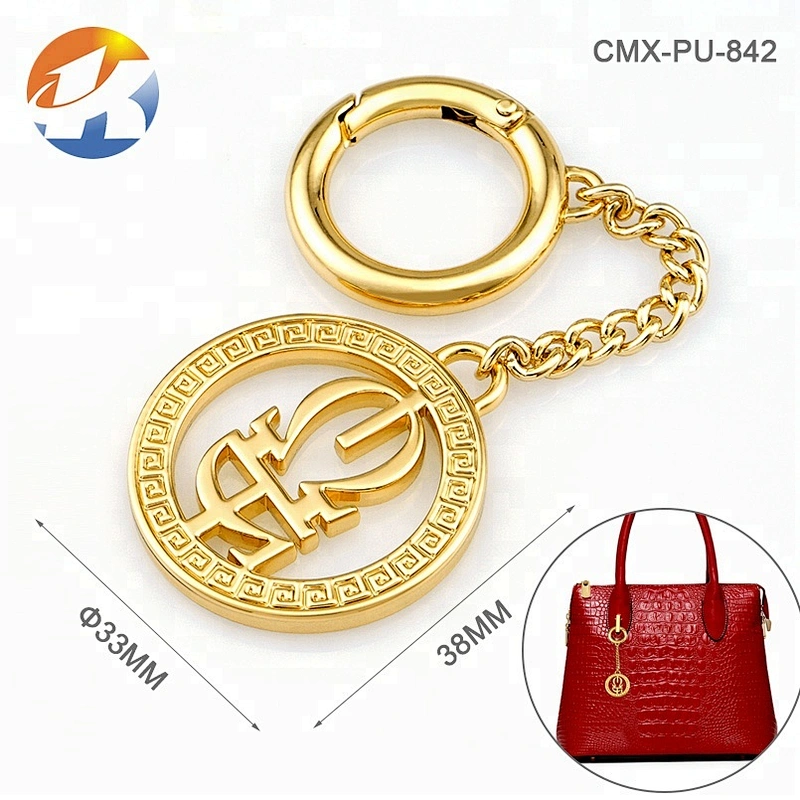 Lobster Clip Chain With Round Tag Custom Metal Logo For Handbags