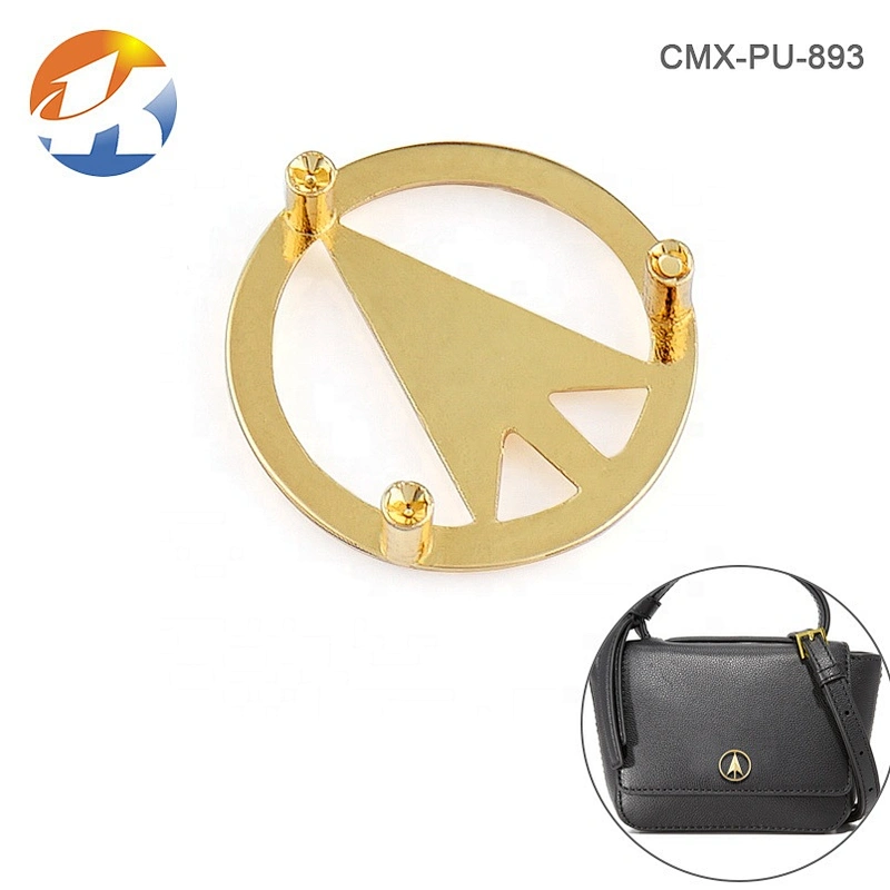 Gold Round Metal Logo for Wallet, Custom Small Metal Purse Tag
