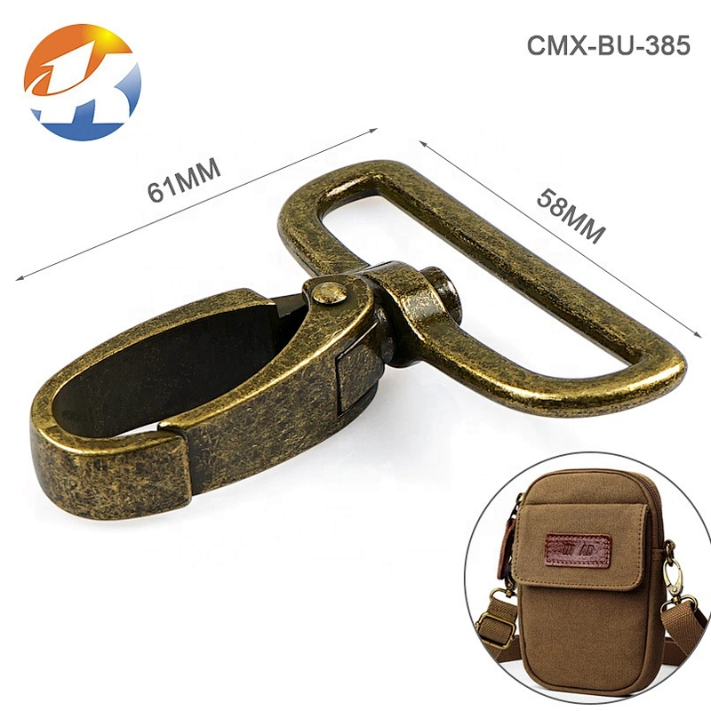 Handbag Hardware Nickel Metal D Ring Tail Snap Hook, Zinc Alloy Metal Spring Snap Hook for Bags