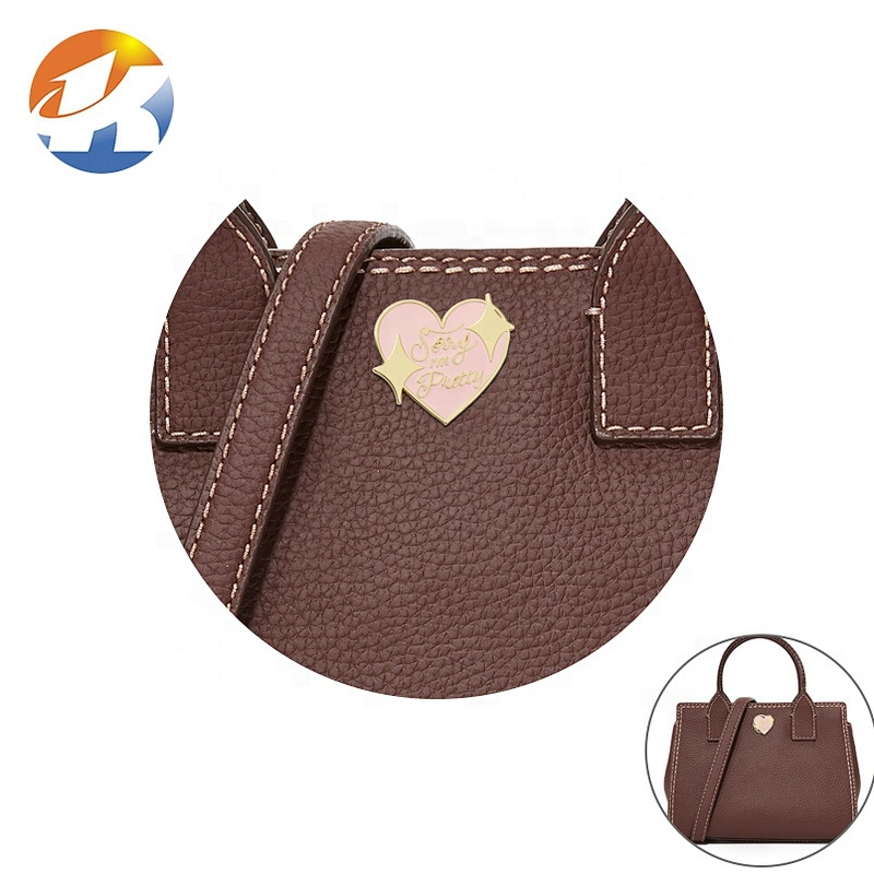 High Quality Handbag Accessories Metal Tag For Bags, Custom Fashion Heart Shape Metal Brand Logo Label for Handbags*