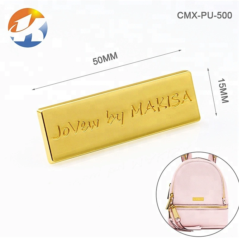 Zinc Alloy Engraved Gold Metal Logo For Handbags