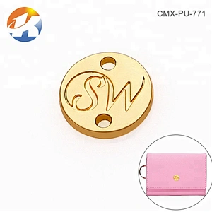 Circle Shape Small Metal Tag Logo, Sewing Metal Clothing Logo Plate, Golden Logo Brand Metal Tag Label for Clothing Swimwear