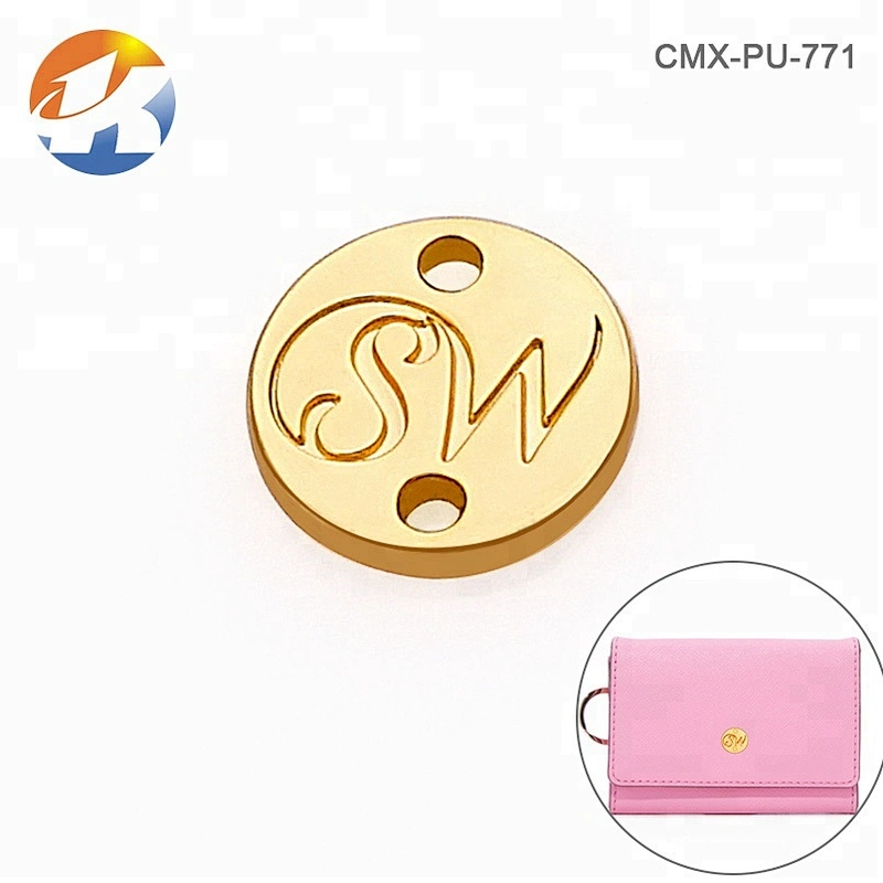 Circle Shape Small Metal Tag Logo, Sewing Metal Clothing Logo Plate, Golden Logo Brand Metal Tag Label for Clothing Swimwear