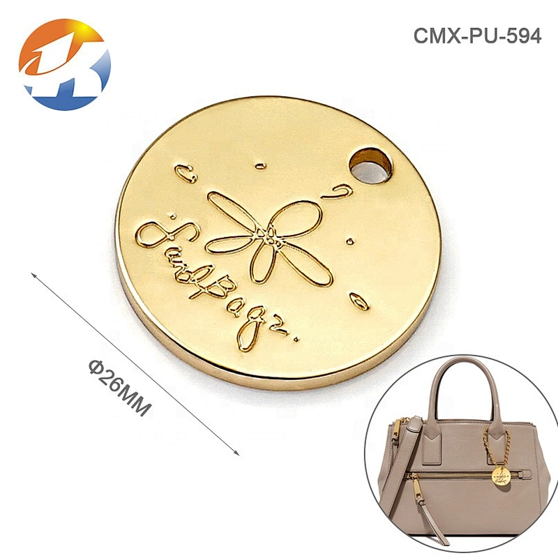 Round With Ring Cut Out Logo Gold Metal Logo Brand