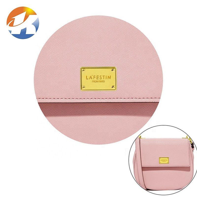 Handbag Hardware Gold Plated Engraved Metal Brand Logo for Bags, Zinc Alloy Custom Handmade Metal Label Plate for Handbag