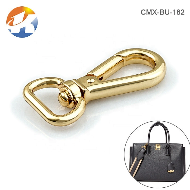 High End Handbag Hardware Metal Swivel Snap Hook, Light Gold Plated Metal Spring Snap Hook