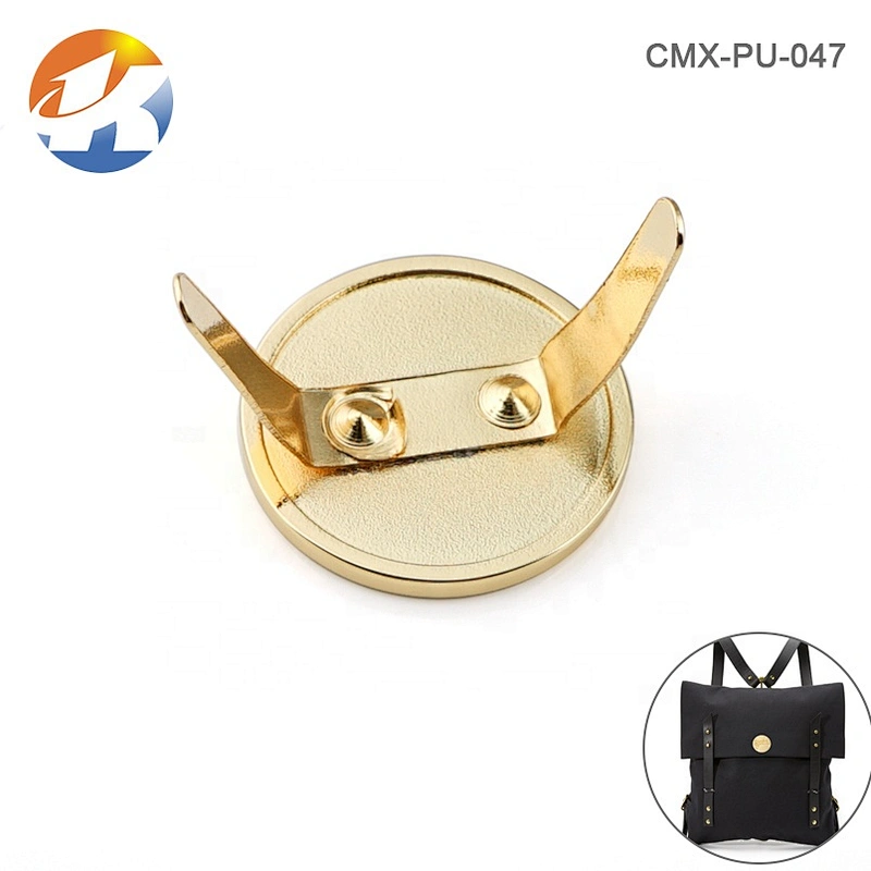Cheap Gold Round Brand Name Metal Bag Logo Tag, Custom Engraved Metal Label for Handbags