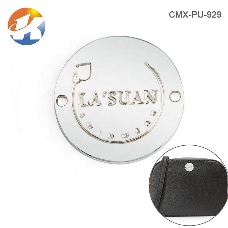 Nickel Color Sewing Round Metal Clothing Tags, Garment Accessories Custom Round with 2 Holes Metal Logo Label
