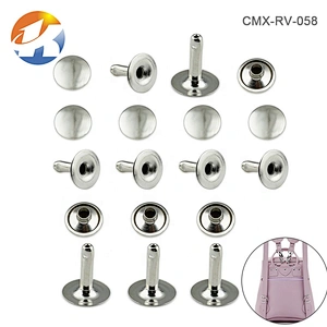 Factory Supply Bag Hardware Single Face Metal Rivet, 10mm Silver Metal Rivet For Garments