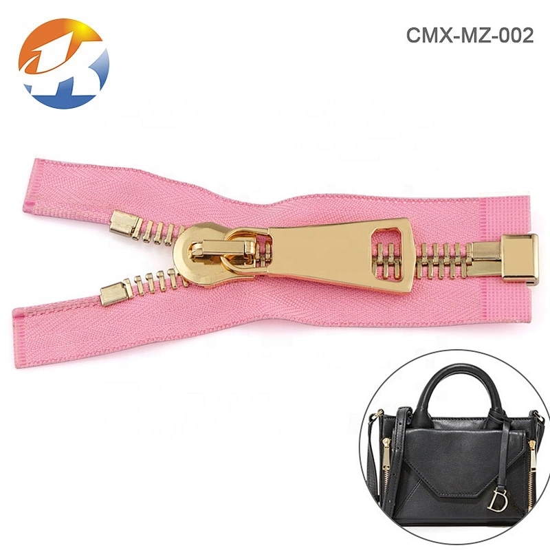 Wholesale Garment Accessories Pink Tape Gold Teeth Zipper Metal