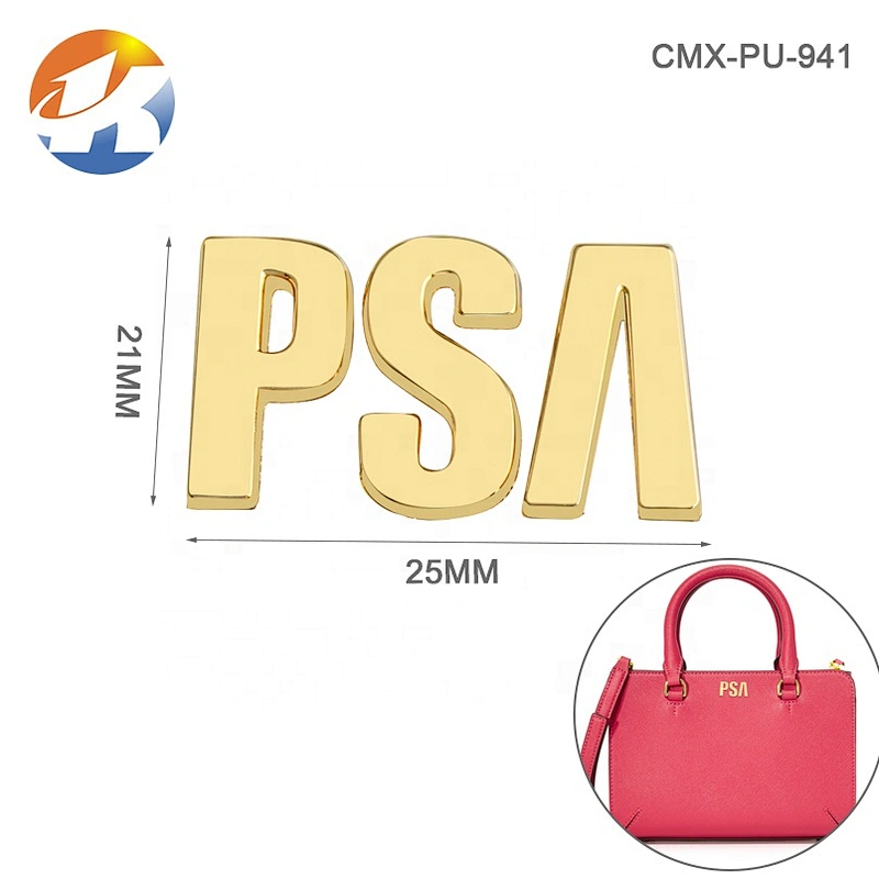 Handbag Accessories Small Metal Letters Logo for Purse, Letters Gold Metal Label for Handbags