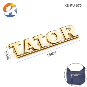 Gold Plated Metal Bag Accessories Name Plate Label Logo, Custom Metal Letters Logos For Handbags