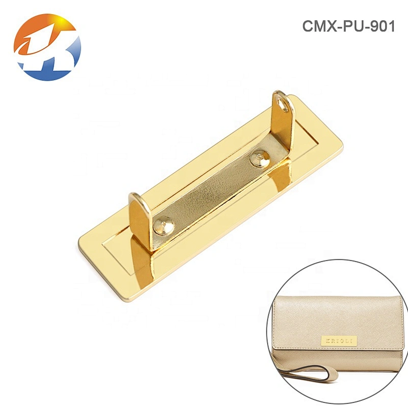 Bags Hardware Custom Gold Plated Metal Name Plate, Handbag Accessories Rectangle Metal Logo Label For Bag