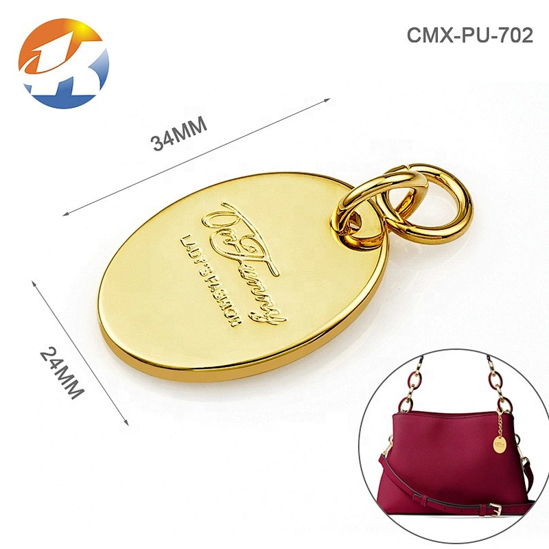 Hot Sale Fashion Design Heart Shape Metal Hang Tag, Custom Gold Metal Hanging Logo for Handbags
