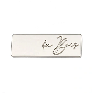 Bag Accessories Black Metal Label, Custom Brand Logo Metal Name Plate Engraved For Handbags