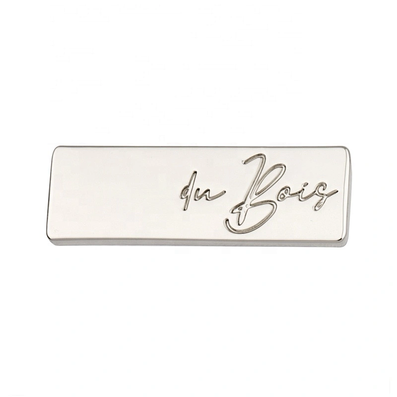 Bag Accessories Black Metal Label, Custom Brand Logo Metal Name Plate Engraved For Handbags
