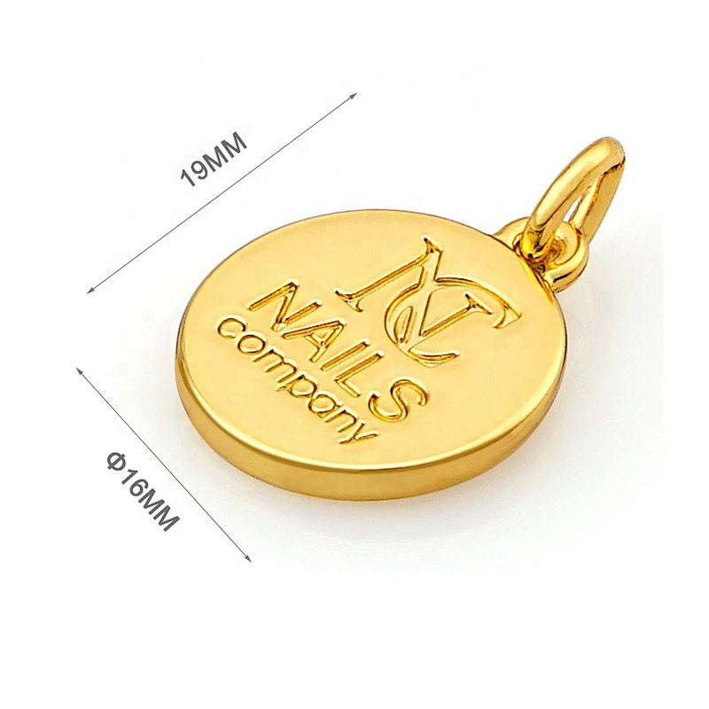 Handbag Hardware Circle With Ring Hanging Metal Name Tag, Gold Engraved Logo Metal Plate Label for Bags