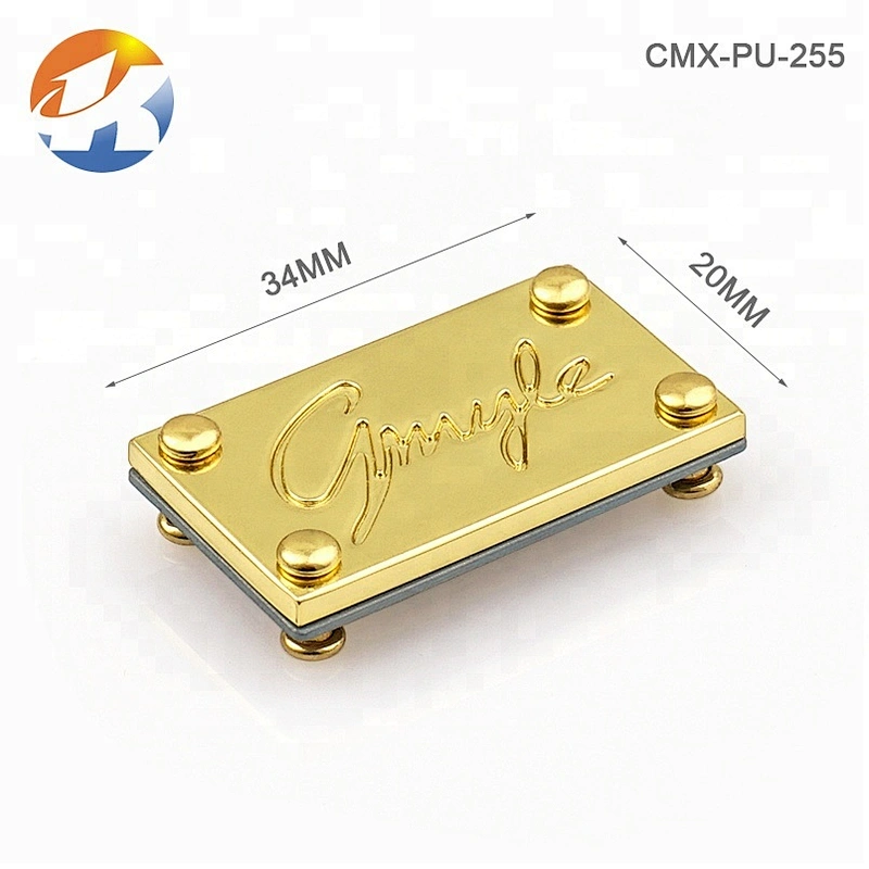 Professional Manufacturer Custom Metal Engraved Logo Name Plate for Handbags, Zinc Alloy Nickel Metal Logo Label