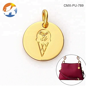 Custom Round Wirh A Ring Metal Gold Plated Logo