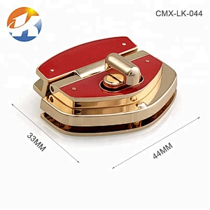 Custom Gold With Red Soft Enamel Metal Bag Twist Lock