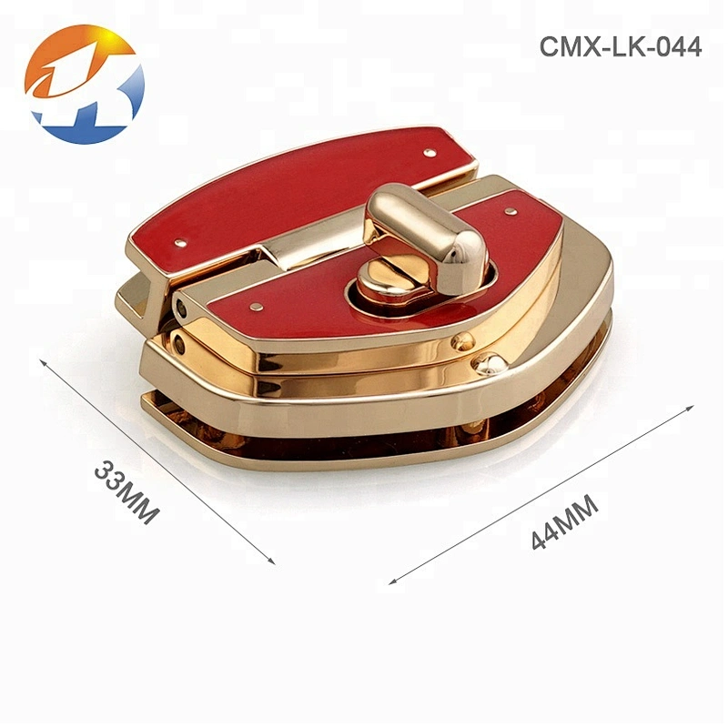 Custom Gold With Red Soft Enamel Metal Bag Twist Lock