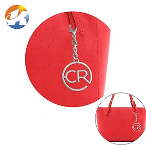 Bag Accessories Custom Handbag Metal Logo Tag, Round Metal Hang Logo with Chain and Clasp