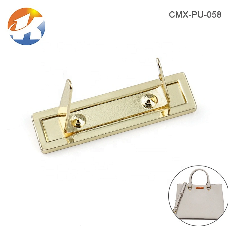 Professional Factory Design Embossed Logo Metal Plate for Bags, Custom Handbag Gold Metal Label