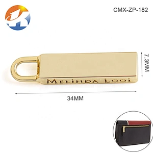Wholesale Custom Gold Metal Zipper Pull for Bags, Handbag Hardware Zinc Alloy Made Metal Zipper Puller