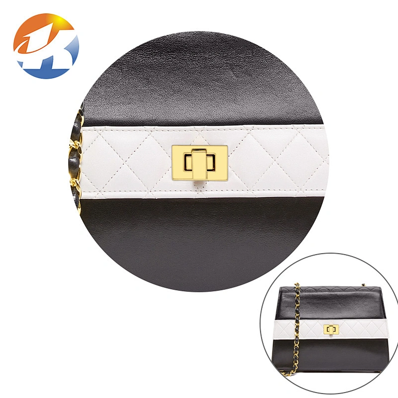 High Quality Custom Rectangle Gold Metal Bag Twist Turn Lock For Handbags